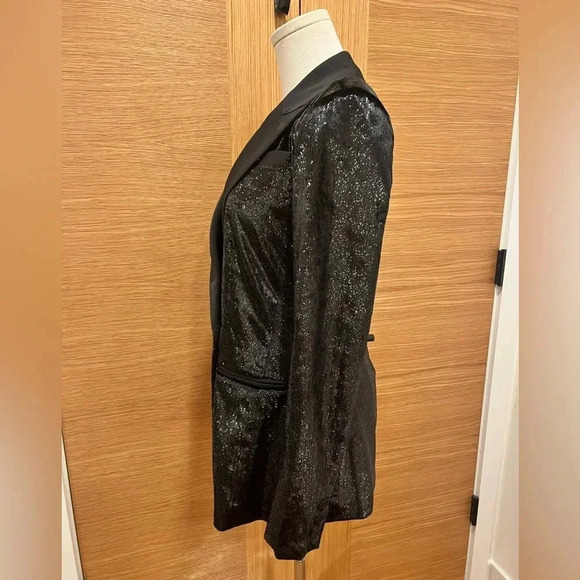 Rachel Zoe Velvet Shimmer Double Breasted Blazer Black NWT Size 2 - Picture 5 of 12